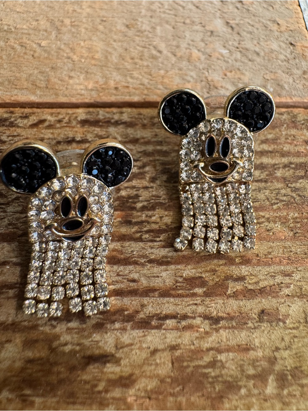 BaubleBar Black & Clear Crystal Mouse Fringe Drop Earrings